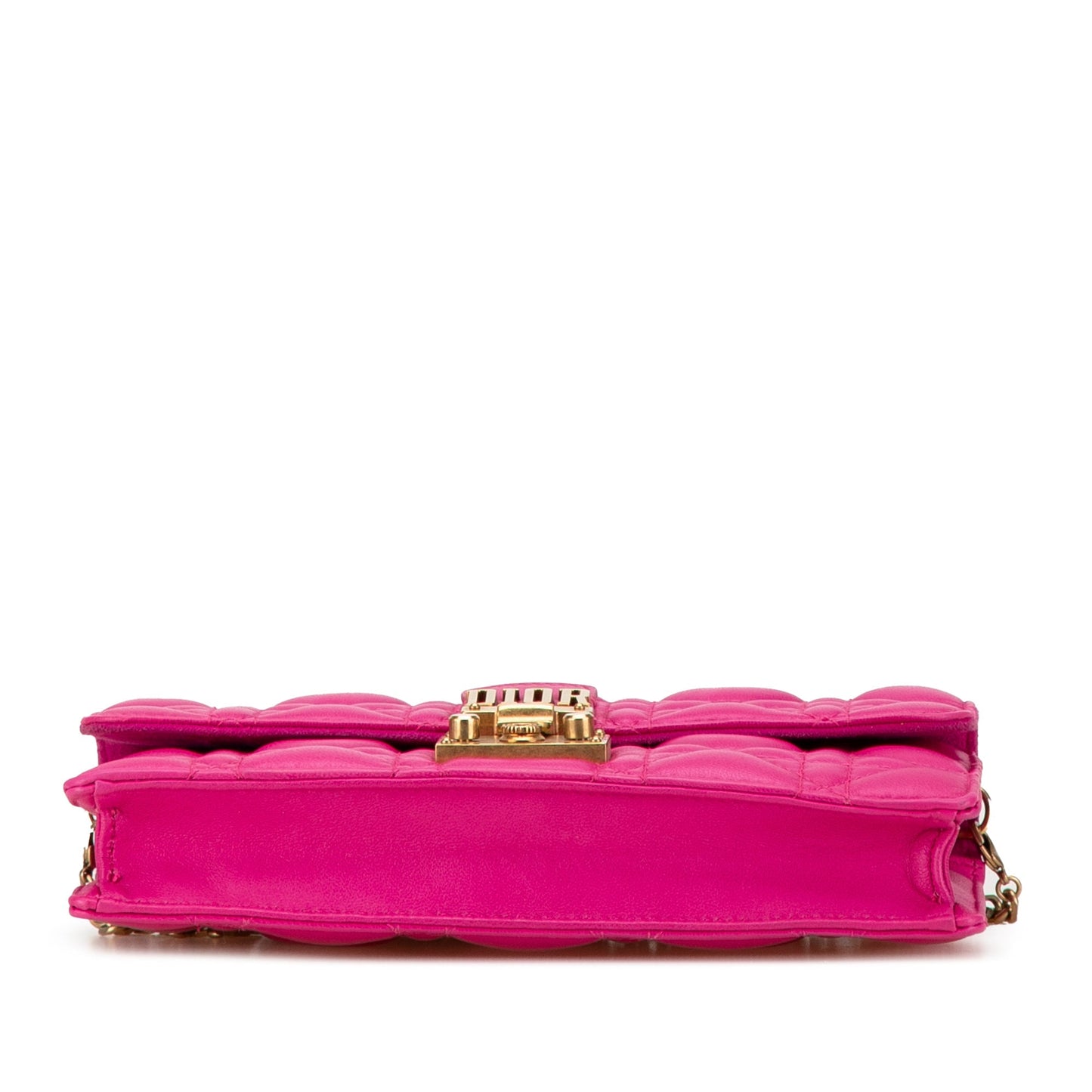 Pink Dior Lambskin Cannage DiorAddict Wallet on Chain Crossbody Bag