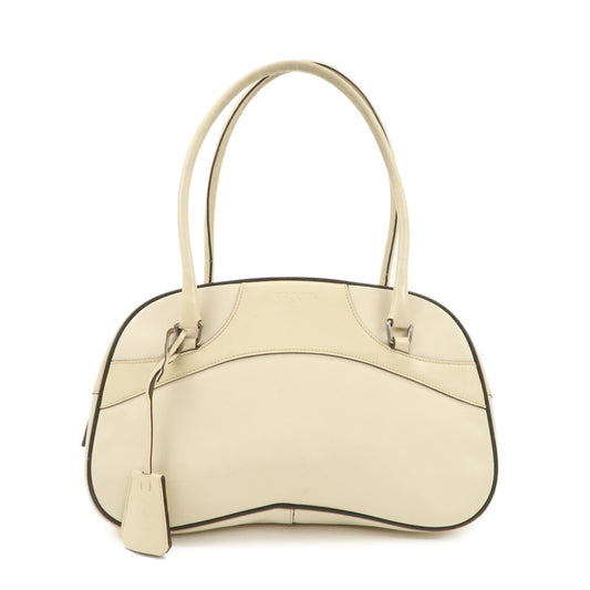 PRADA  Leather Bowling Bag Boston Bag Shoulder Bag Ivory BL0049  d