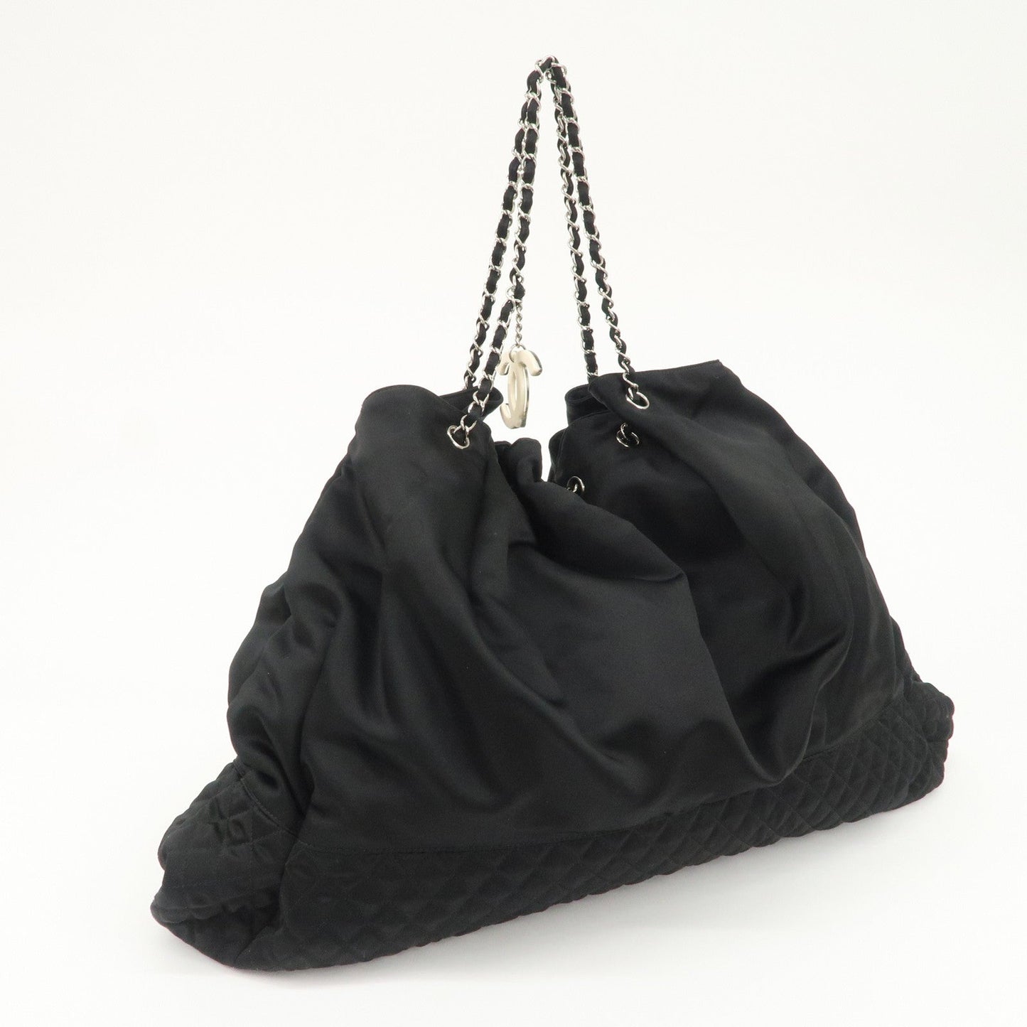 CHANEL Melrose Cabas Cotton Jersey Shoulder Bag Black  d