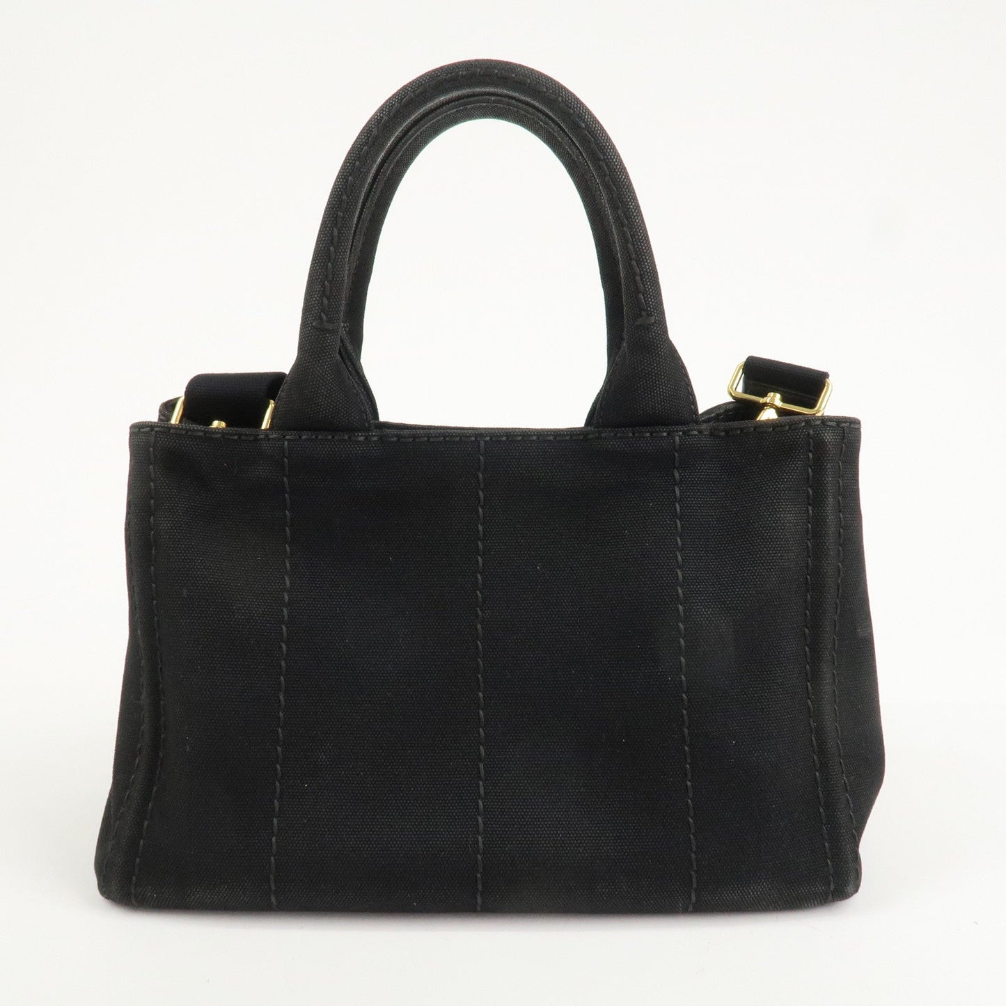 PRADA Canapa Mini Canvas 2Way Hand Bag Tote Bag Black 1BG439  d