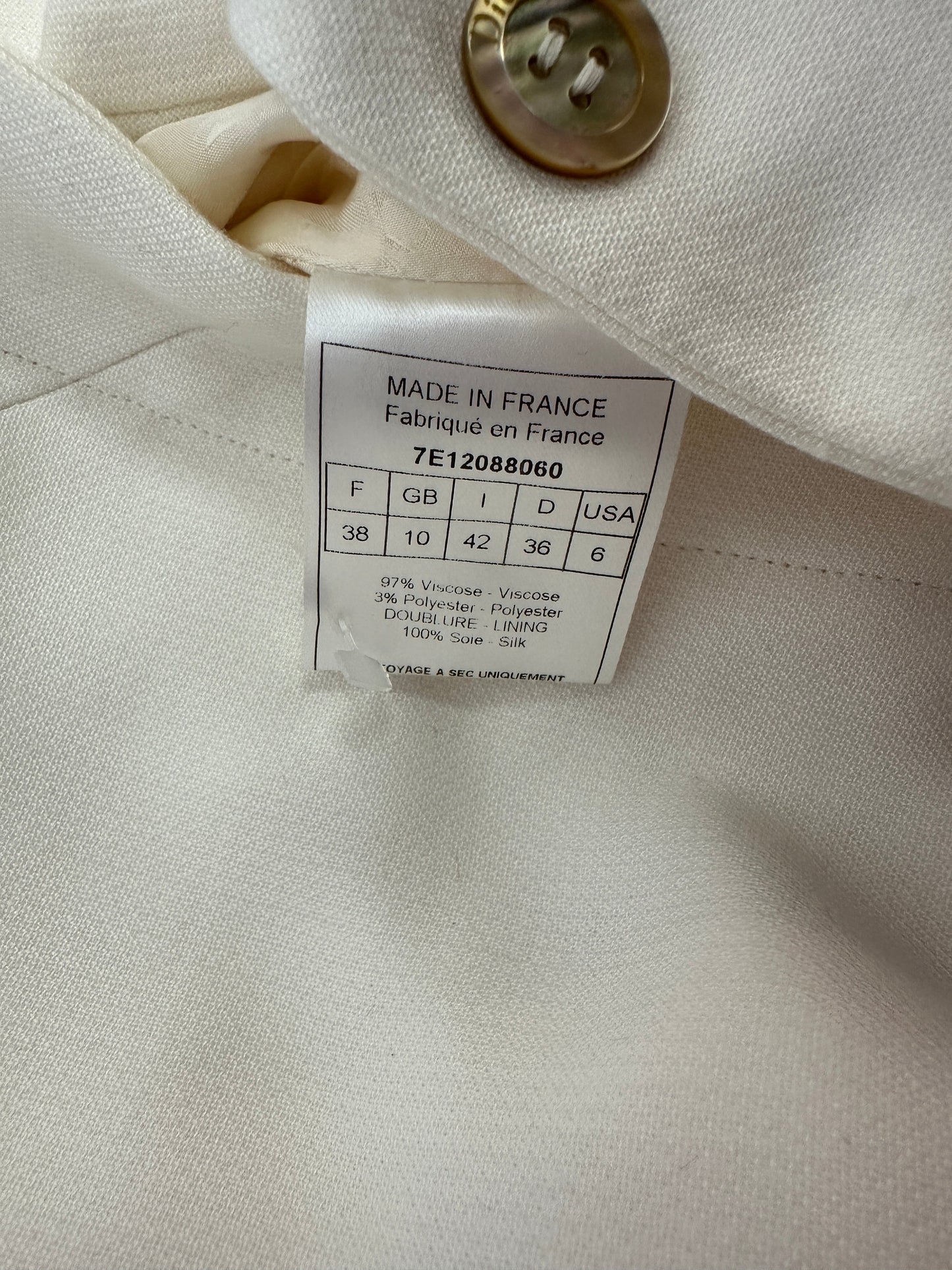 Christian Dior Cream   John Galliano Long Line Coat with Monogram Lining Detail Size FR 38 (UK 10)
