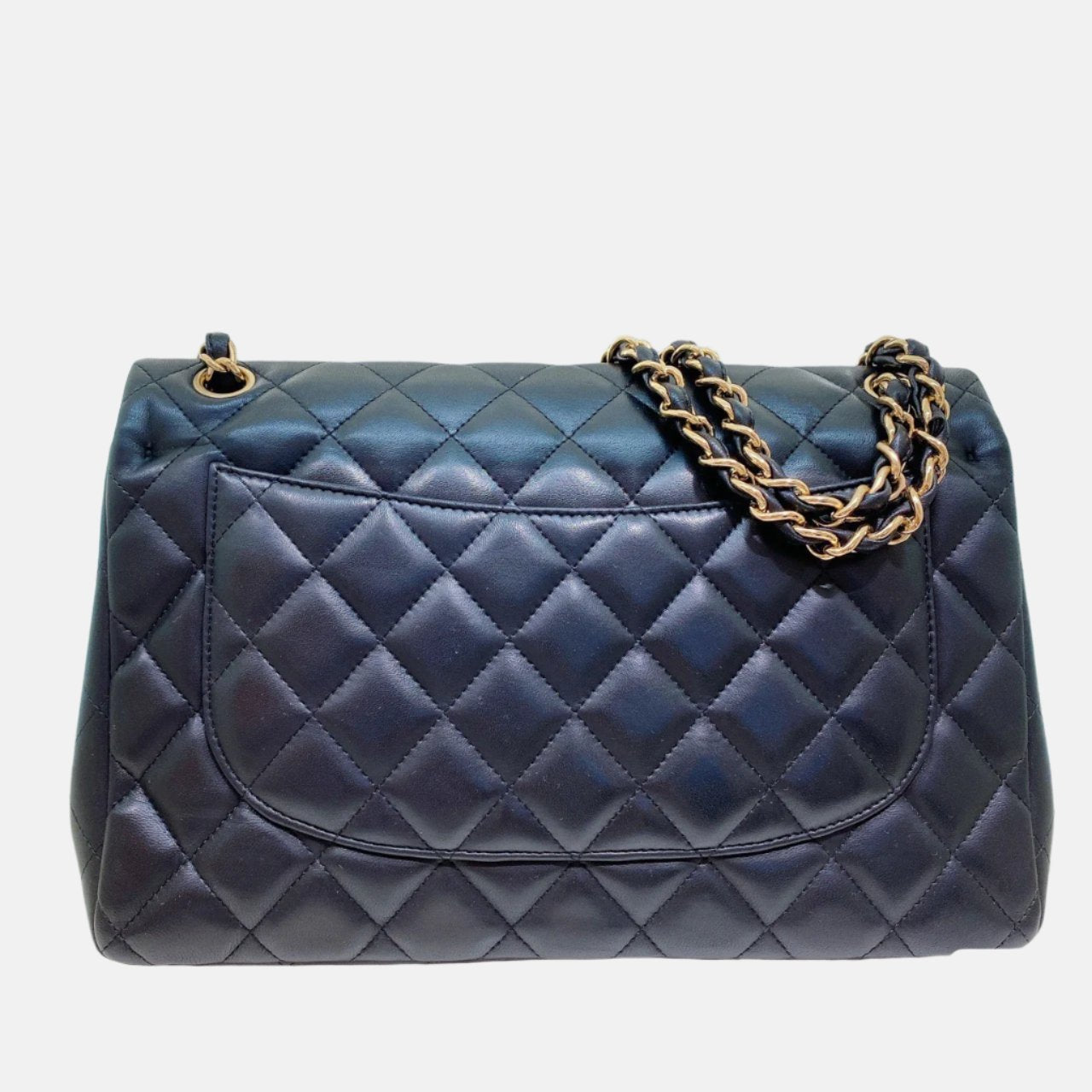 Chanel Classic Flap Jumbo Black Lambskin Leather Double Flap Gold Hardware, 2011-2012