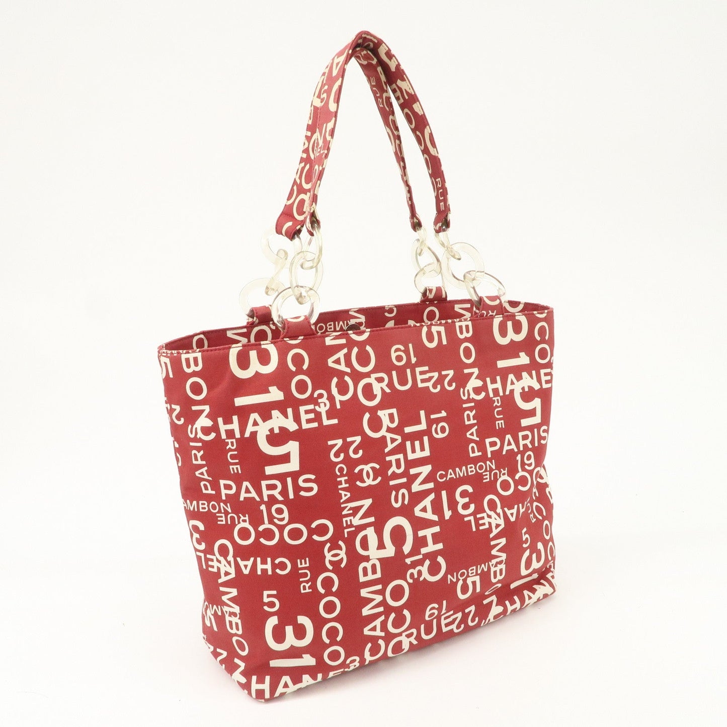 CHANEL By Sea Line Canvas Tote Bag Red Ivory A18302  d