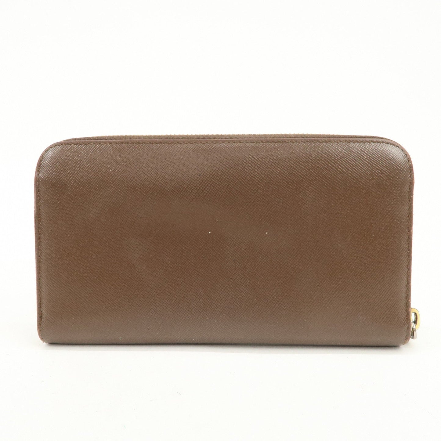 PRADA Triangle Logo Saffiano Leather Round Zippy Wallet 1M0506
