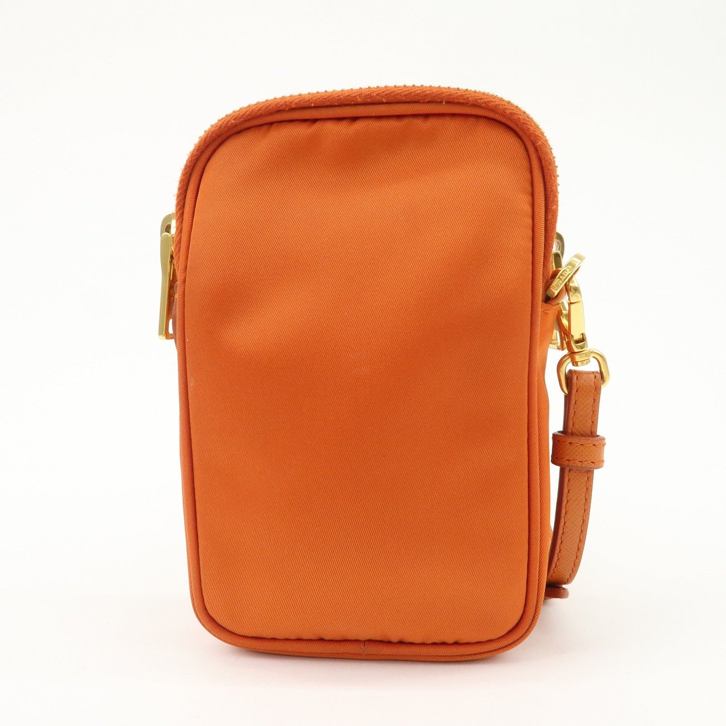 PRADA Triangle Logo Leather Nylon Smartphone Case Orange 2ZT012  d