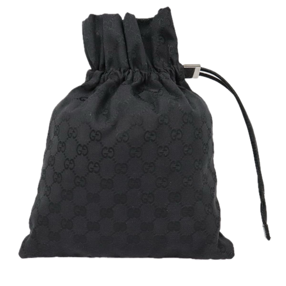Gucci Drawstring Black Canvas Clutch Bag
