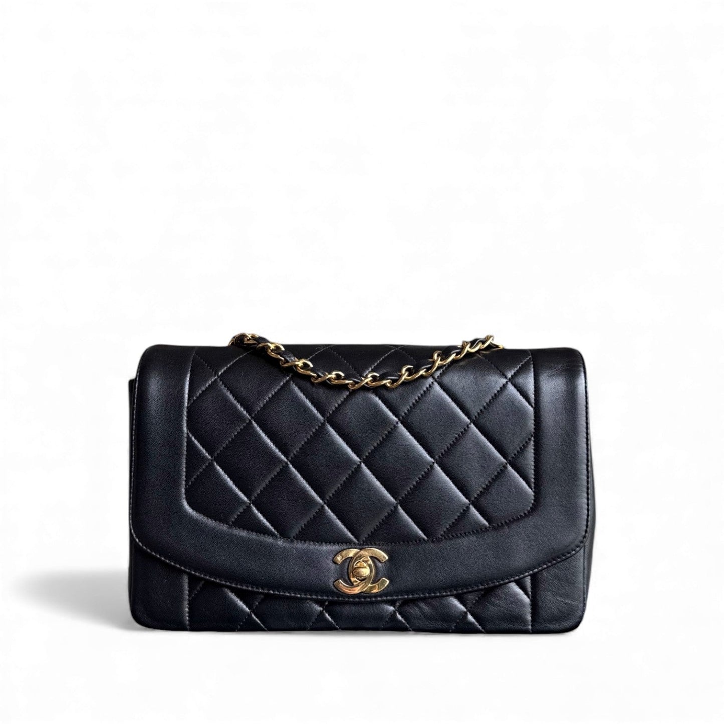 Chanel Diana Medium   - Quilted Lambskin Black Gold Hardware Series 2