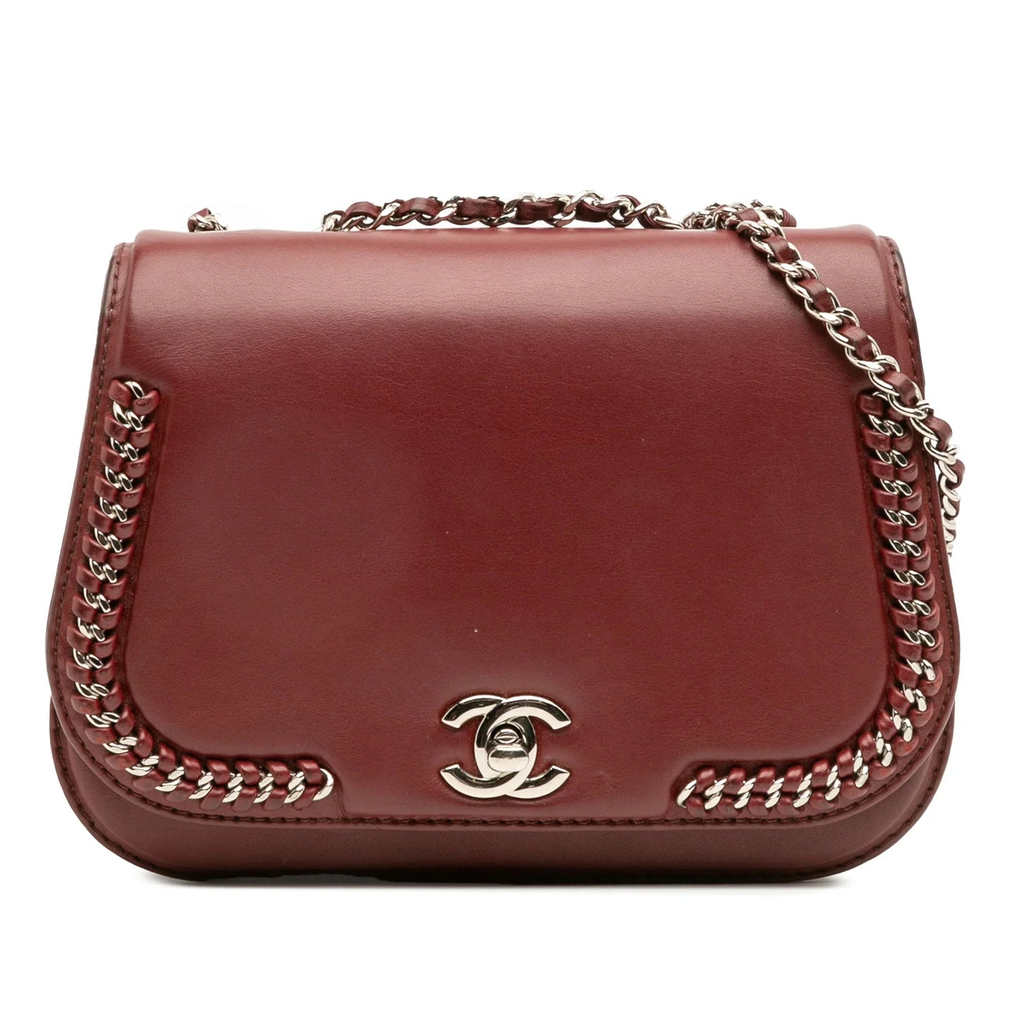 Red Chanel Small Calfskin Braided Chic Flap Shoulder Bag