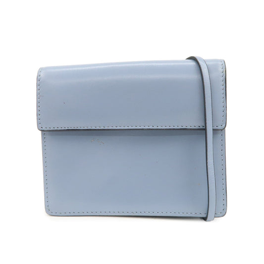 PRADA Logo Leather Shoulder Bag Crossbody Bag Light Blue