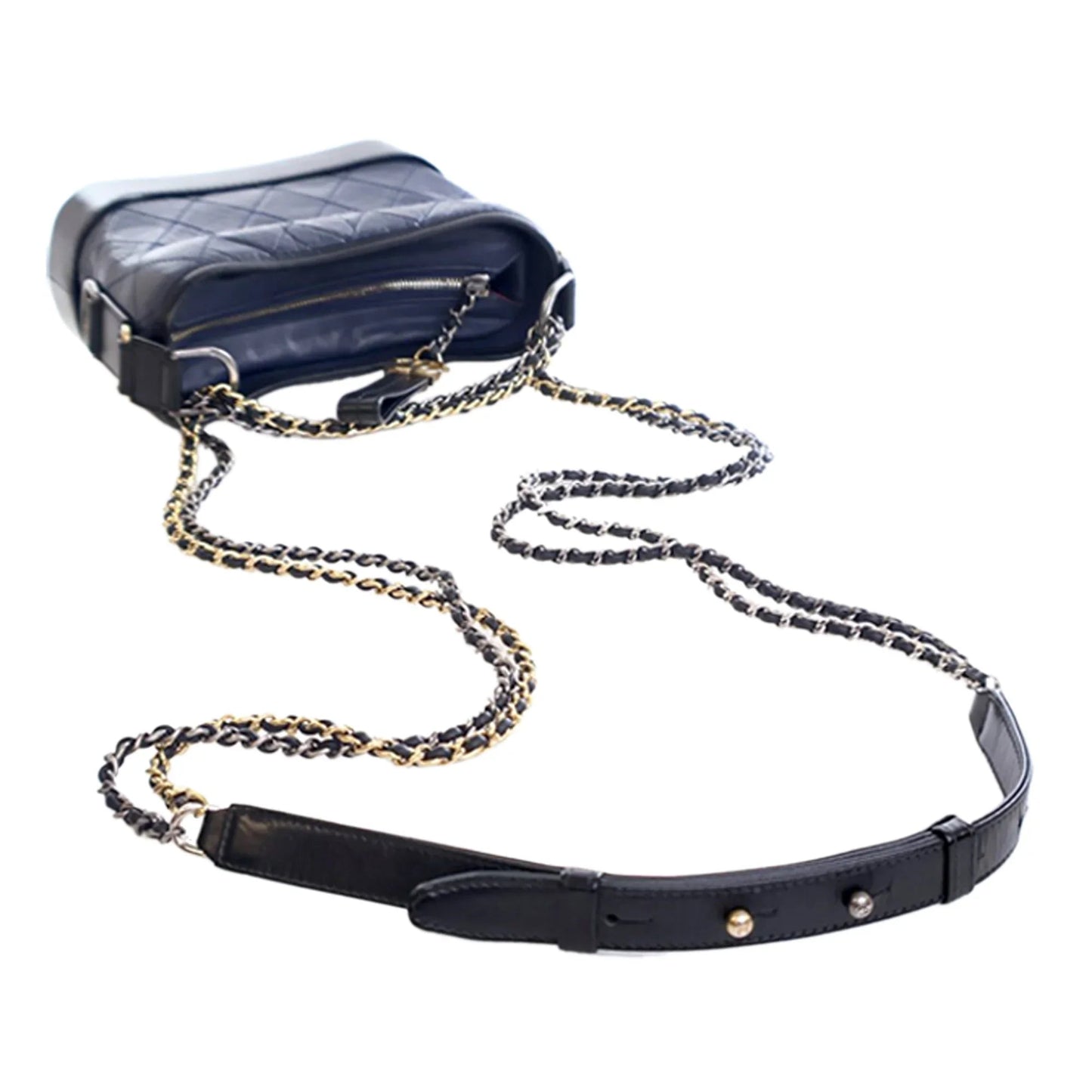 Navy Blue Chanel Small Bicolor Aged Calfskin Gabrielle Crossbody