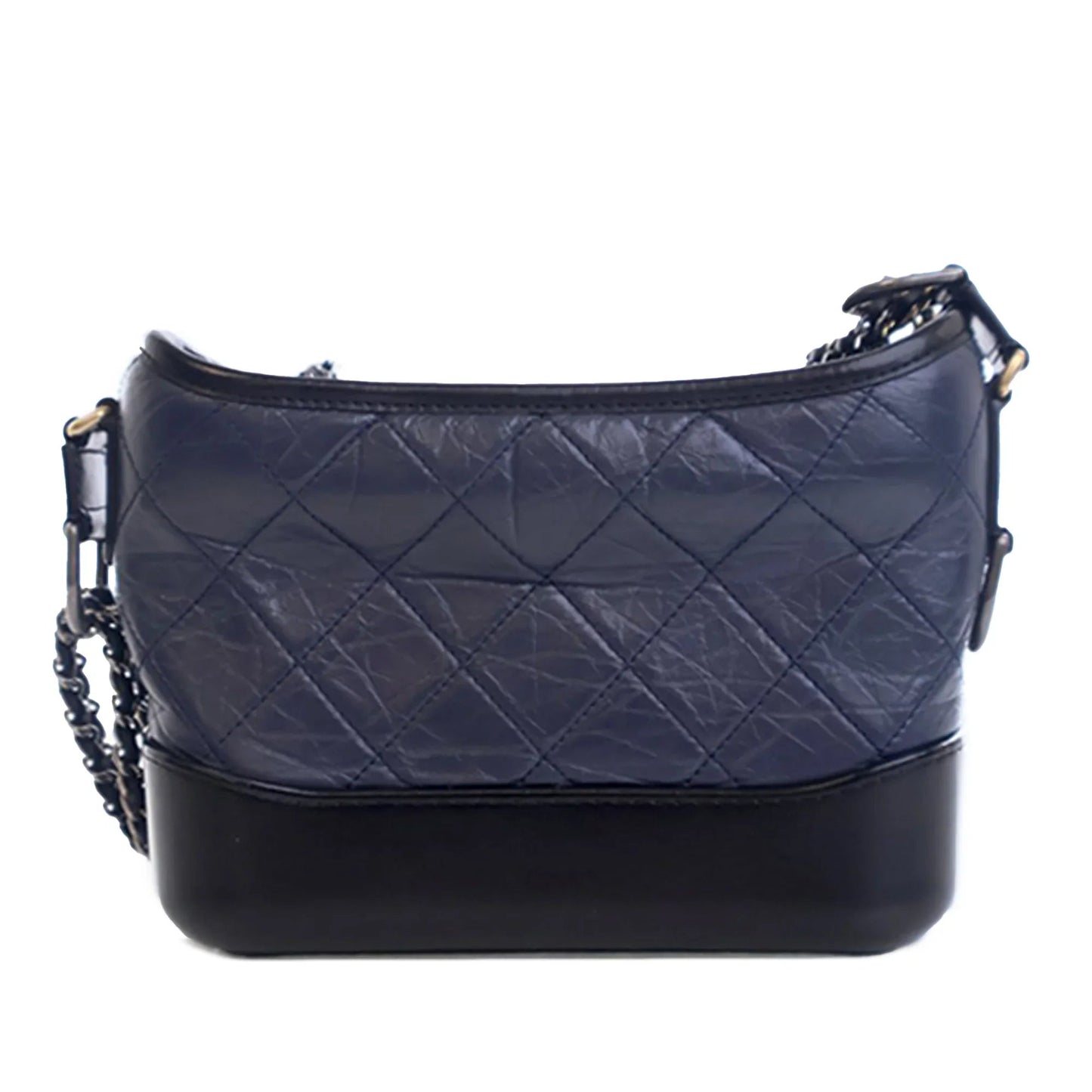 Navy Blue Chanel Small Bicolor Aged Calfskin Gabrielle Crossbody