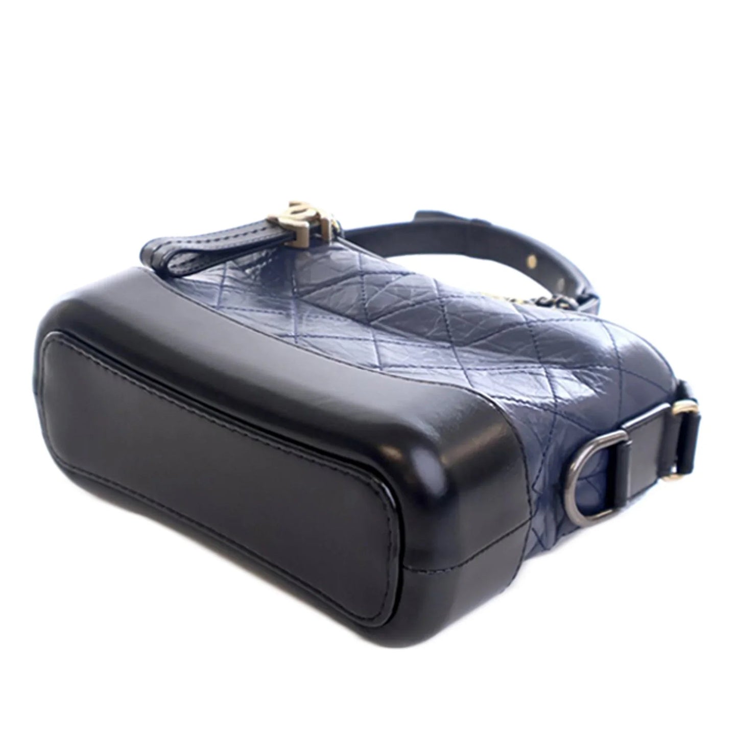 Navy Blue Chanel Small Bicolor Aged Calfskin Gabrielle Crossbody