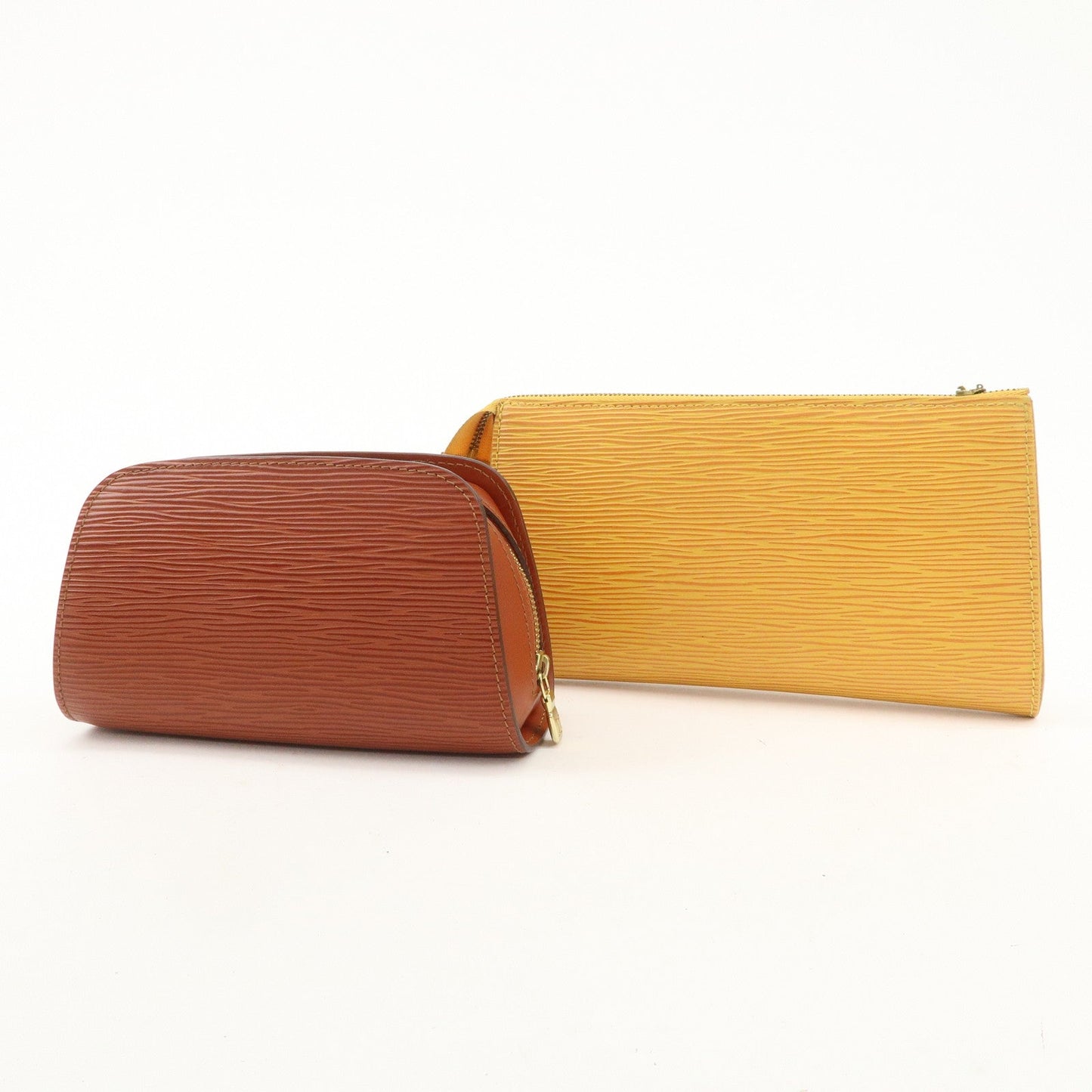 Louis Vuitton Set of 2 Epi Pouch Brown Yellow M52949 M48443  d