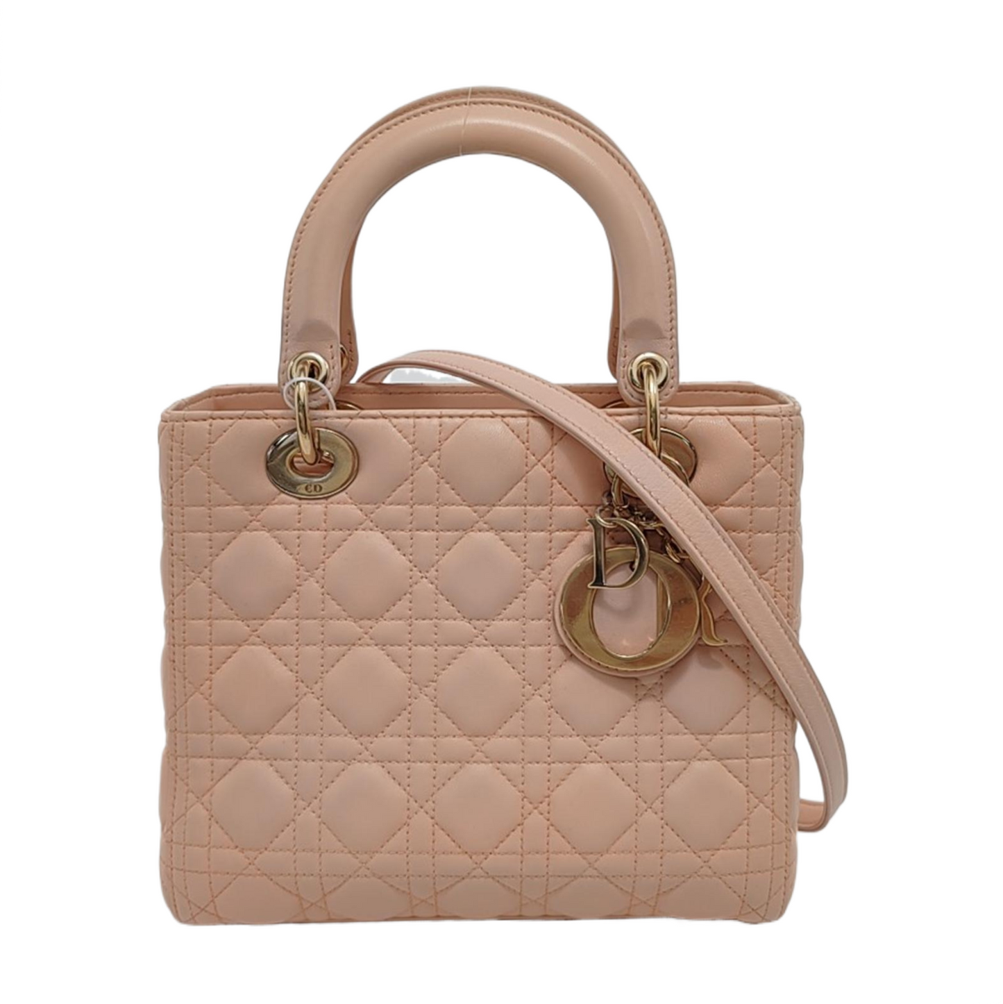 Lady Dior Medium Light Pink Lambskin Leather Gold Hardware