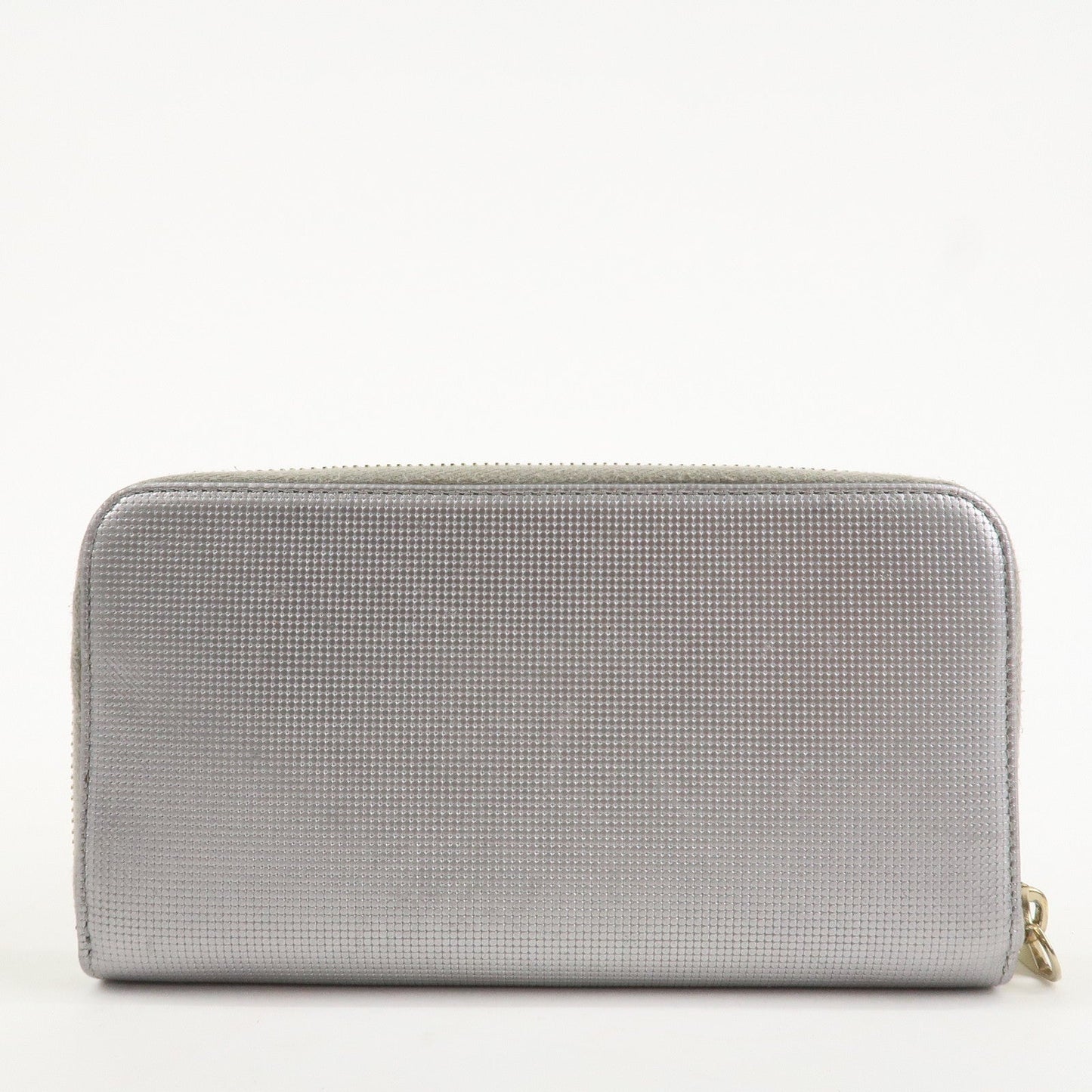 FENDI Leather Round Zippy Long Wallet Silver 8M0024  d