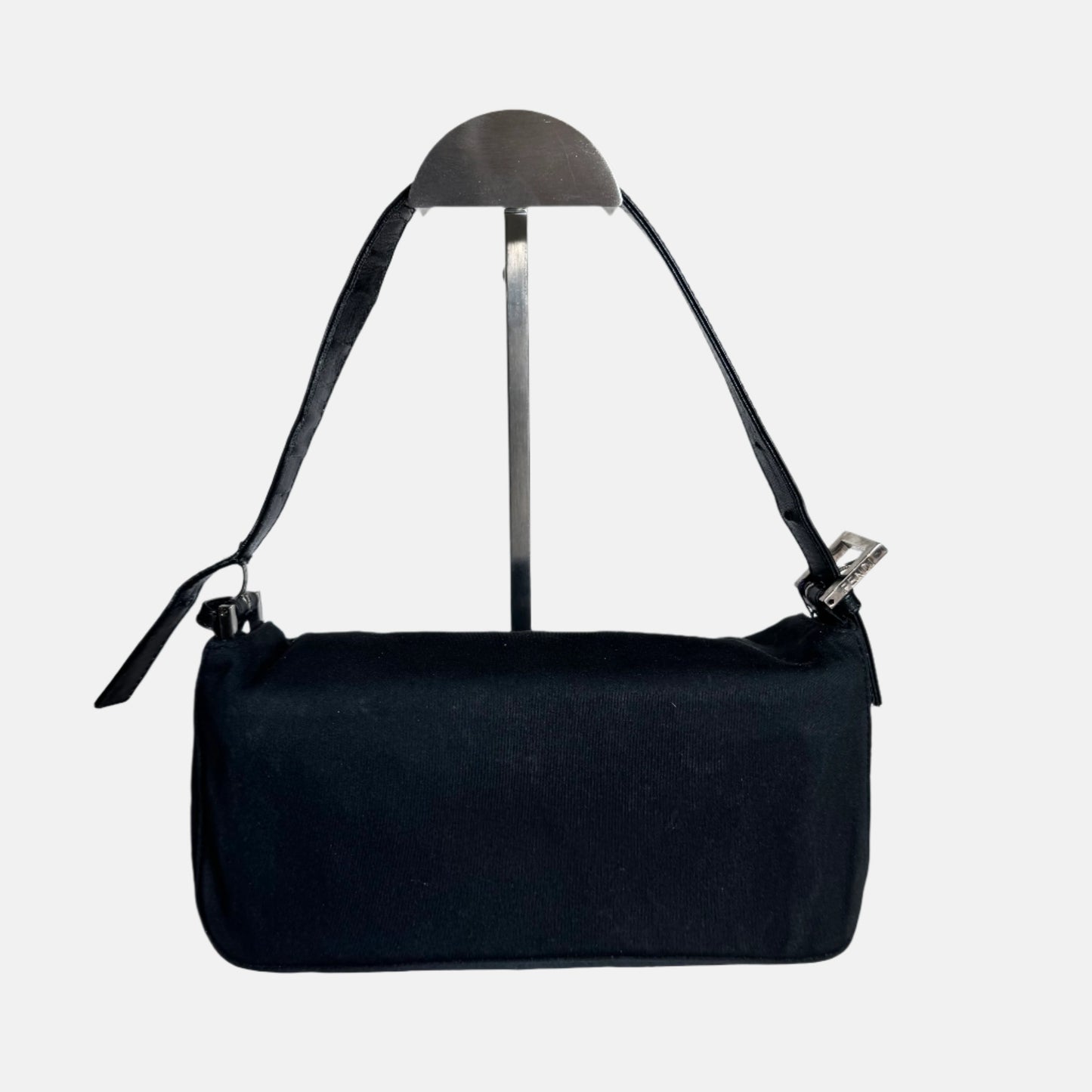 FENDI Baguette   Black Cloth Silver Hardware