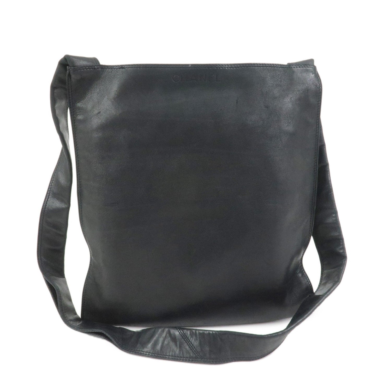 CHANEL Lamb Skin Shoulder Bag Crossbody Bag Black