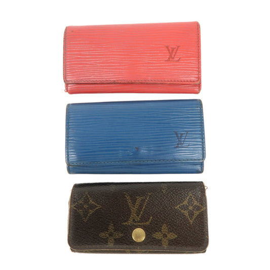 Louis Vuitton Monogram Epi Set of 3 Multicles 4 Key Case Blue Red  d