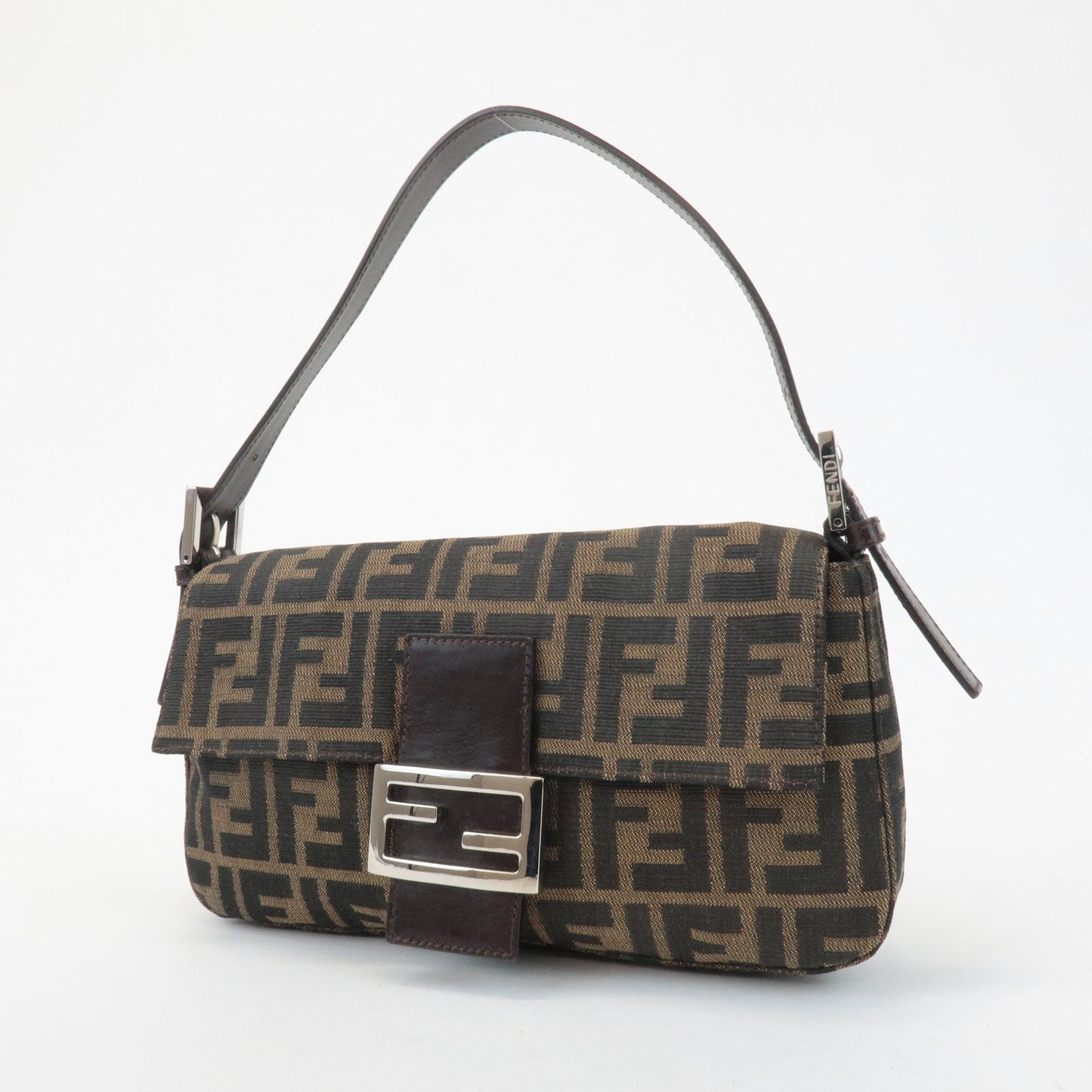 FENDI Zucca Mamma Baguette Canvas Shoulder Bag 26424 Brown Black  d