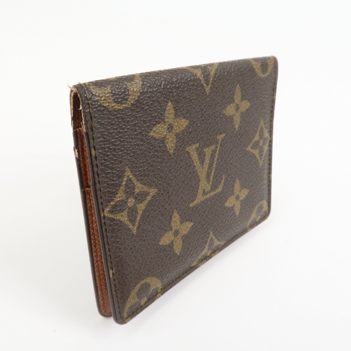 Louis Vuitton Monogram Canvas Leather Card Case Card Holder Brown