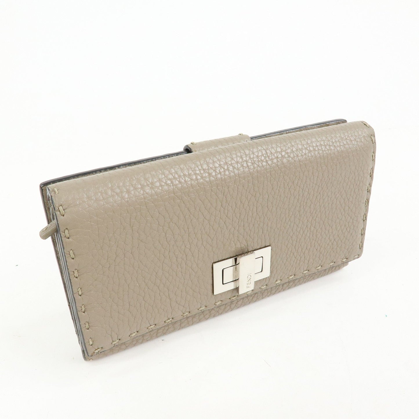 FENDI Seleria Peekaboo Leather Continental Wallet Grey 8M0308