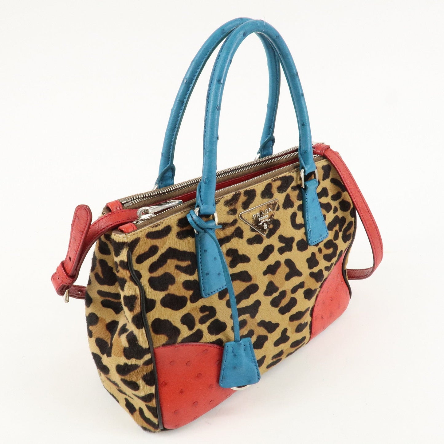 PRADA Galleria Triangle Logo Unborn Calf Leather 2Way Bag 1BA863  d