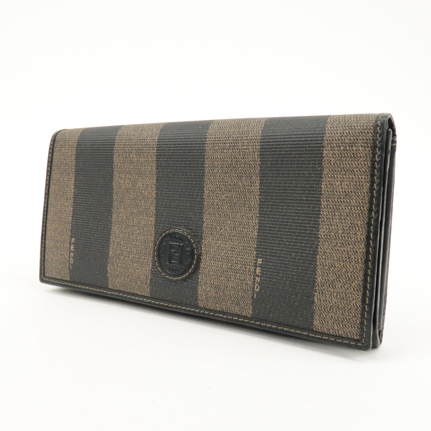 FENDI Pequin PVC Canvas Long Wallet Black Brown T20615  d