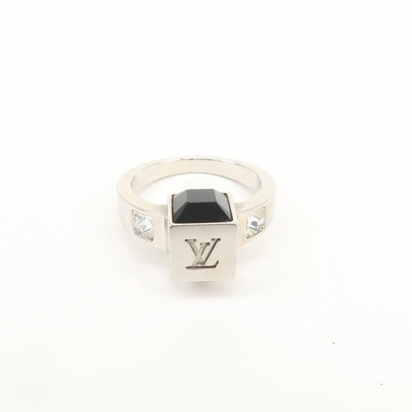 Louis Vuitton Berg Gamble Metal Rhinestone Ring Silver M66389