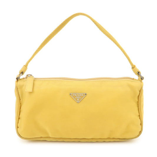 PRADA Triangle Logo Nylon Pouch Shoulder Bag Hand Bag Yellow  d
