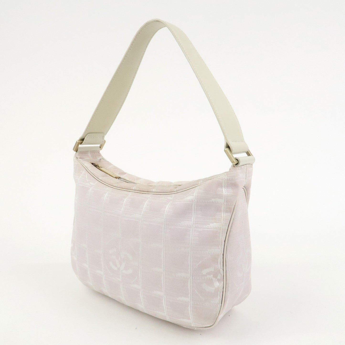 CHANEL New Travel Line Canvas Leather Shoulder Bag Hand Bag Pink