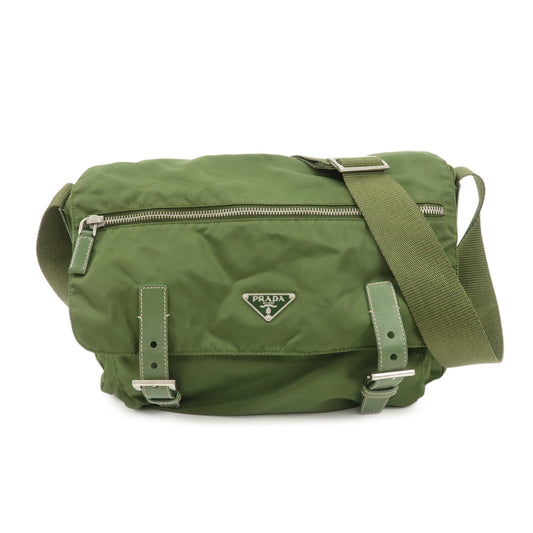 PRADA Triangle Logo Nylon Shoulder Bag Crossbody Bag Green  d