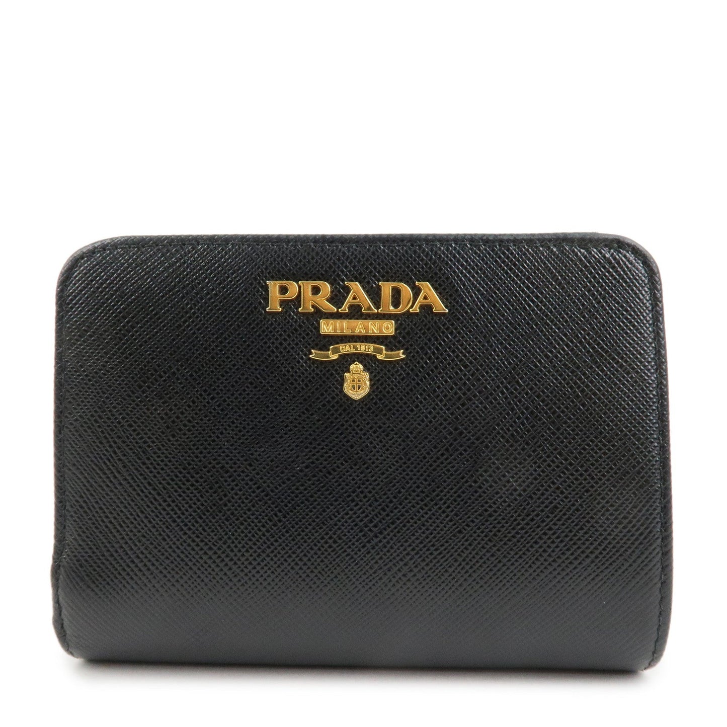 PRADA Saffiano Leather Bi-Fold Wallet Black Red Gold 1ML018  d