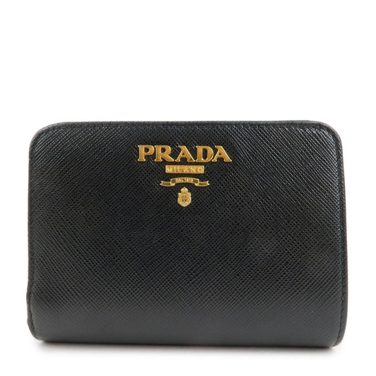 PRADA Saffiano Leather Bi-Fold Wallet Black Red Gold 1ML018  d