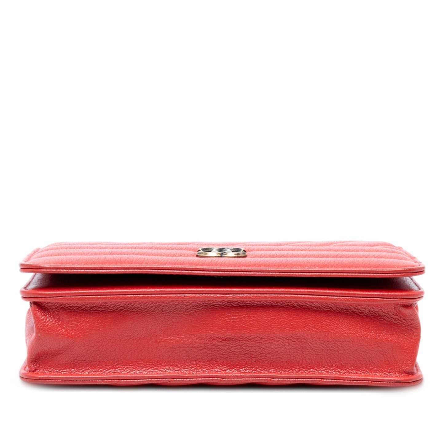 Red Chanel Quilted Goatskin Diagonal Wallet On Chain Crossbody Bag