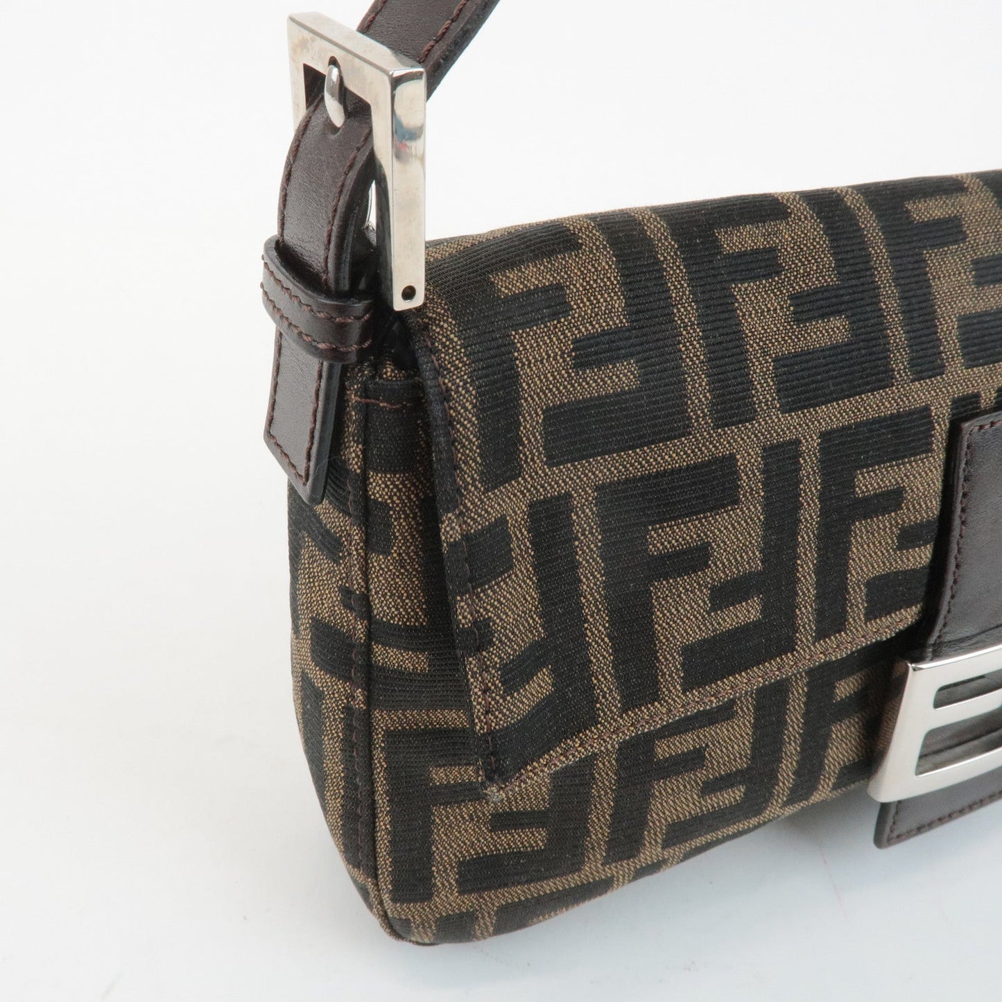 FENDI Zucca Mamma Baguette Canvas Shoulder Bag 26424 Brown Black  d