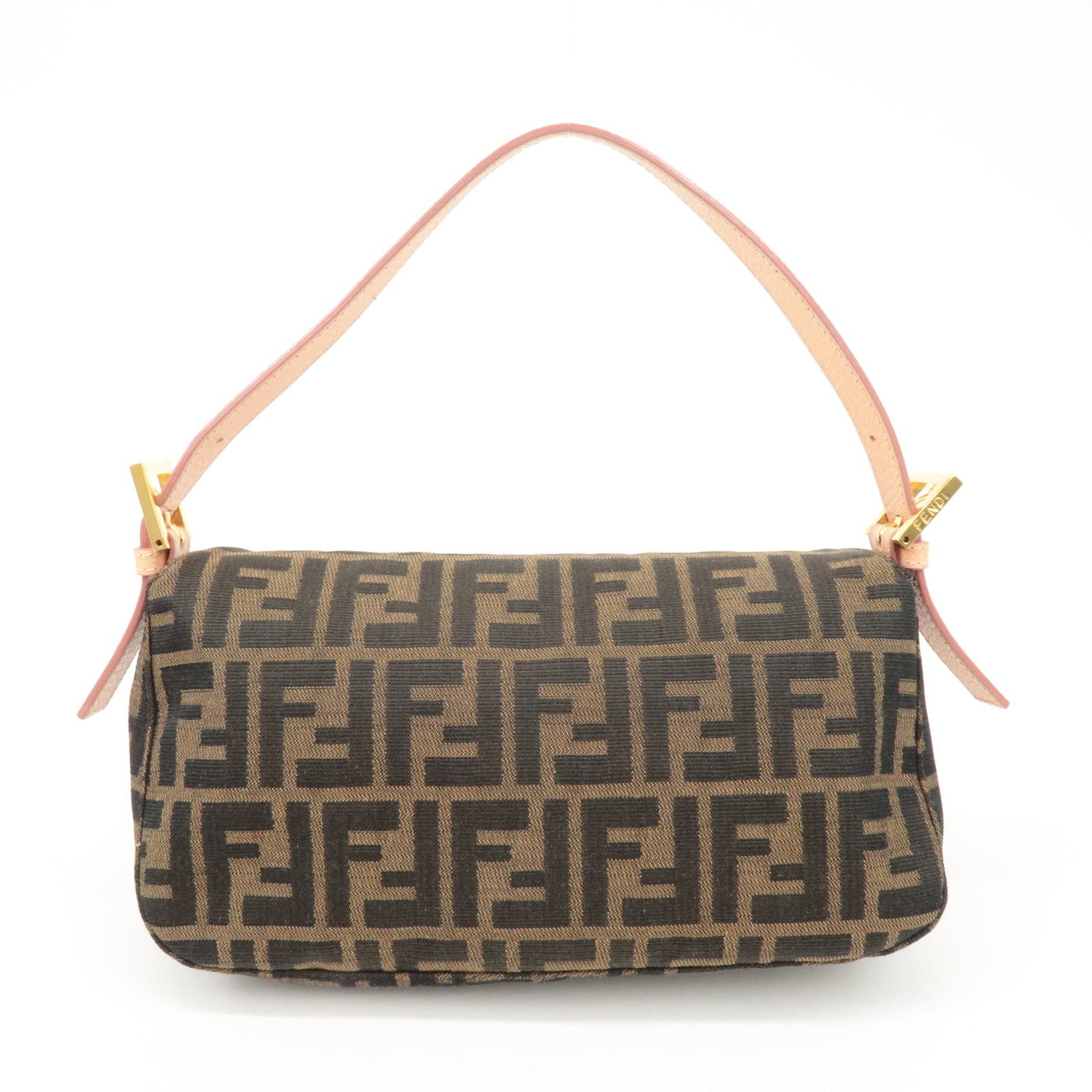 FENDI Zucca Canvas Leather Shoulder Bag Brown Pink Beige 26725  d