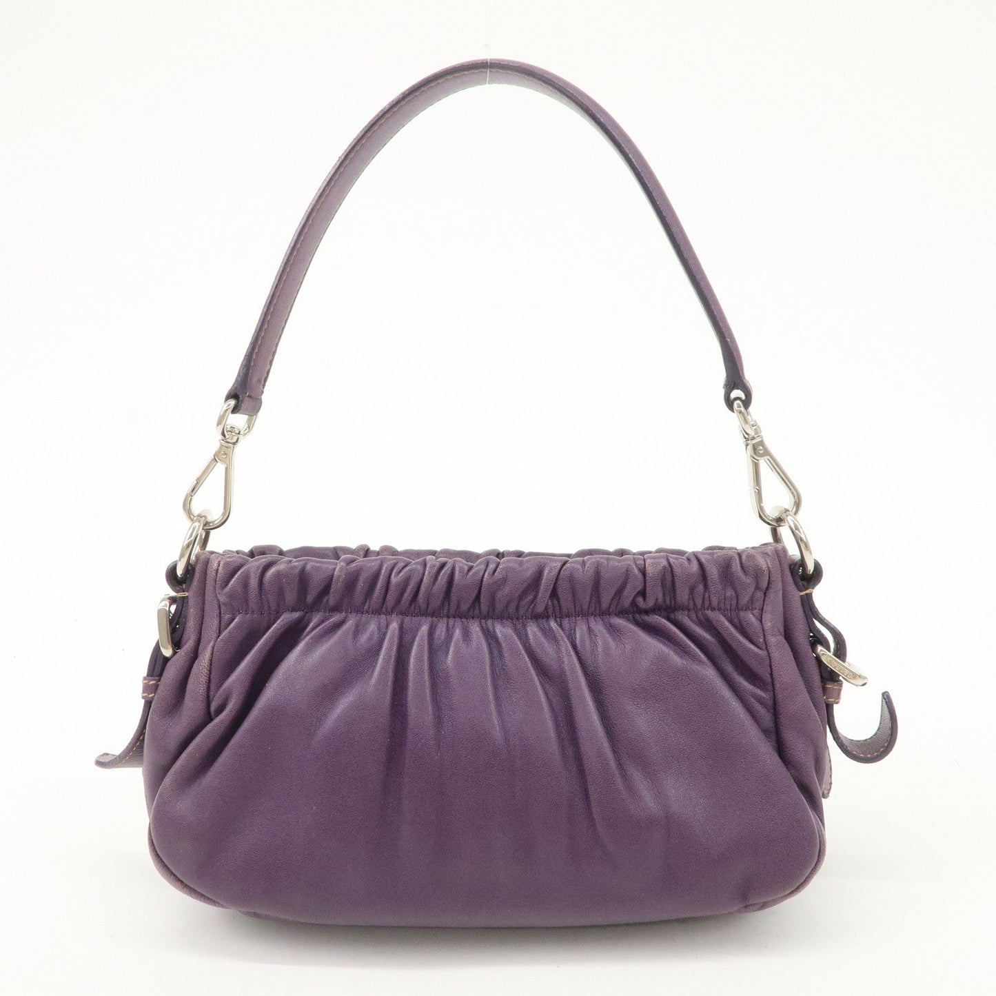 PRADA Ribbon Leather Shoulder Bag Hand Bag Purple  d