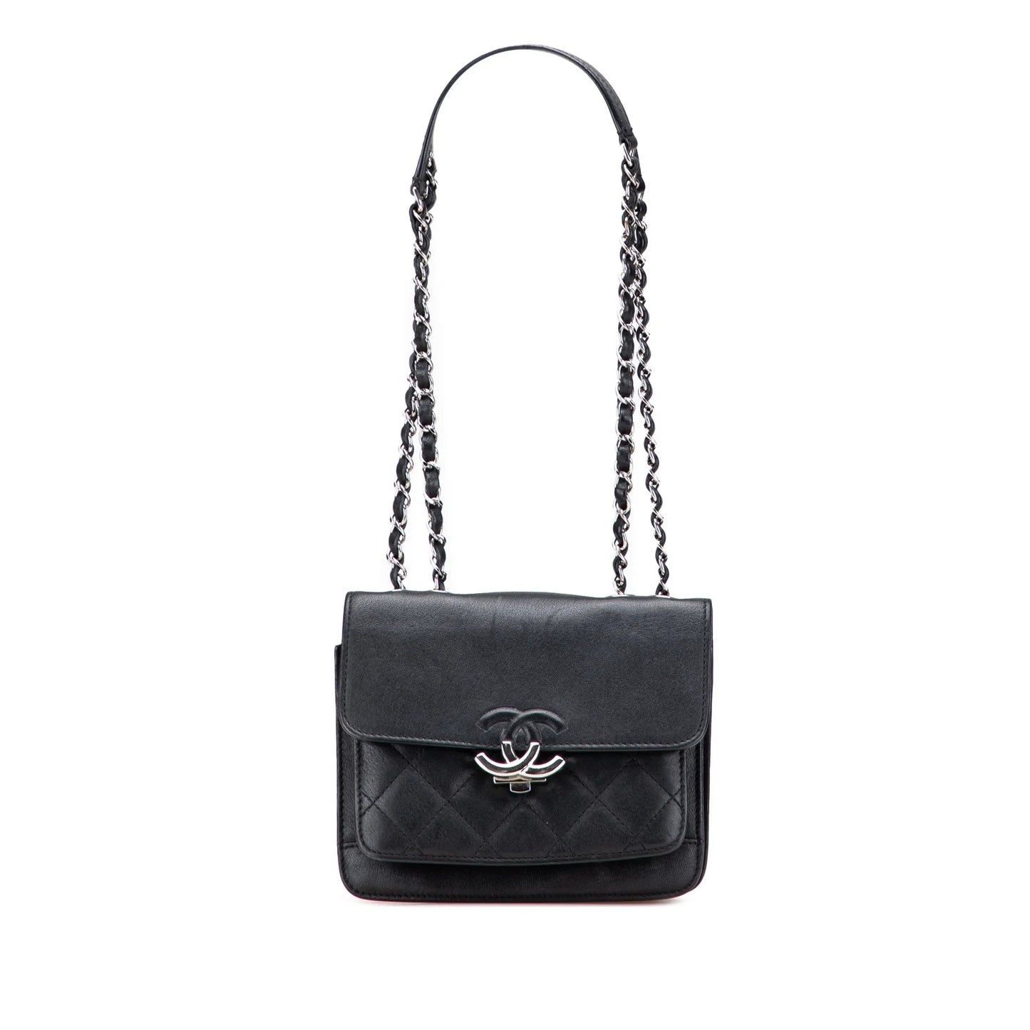 Black Chanel Small Quilted Goatskin CC Box Flap Shoulder Bag