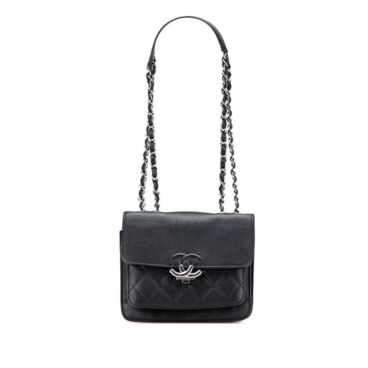 Black Chanel Small Quilted Goatskin CC Box Flap Shoulder Bag