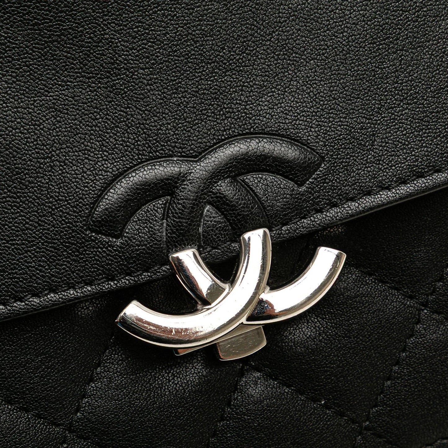 Black Chanel Small Quilted Goatskin CC Box Flap Shoulder Bag