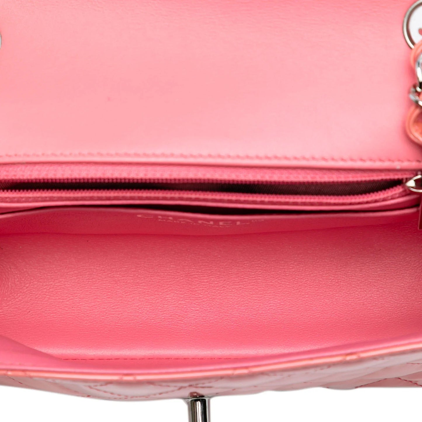 Pink Chanel Mini Rectangular Classic Patent Single Flap Crossbody Bag
