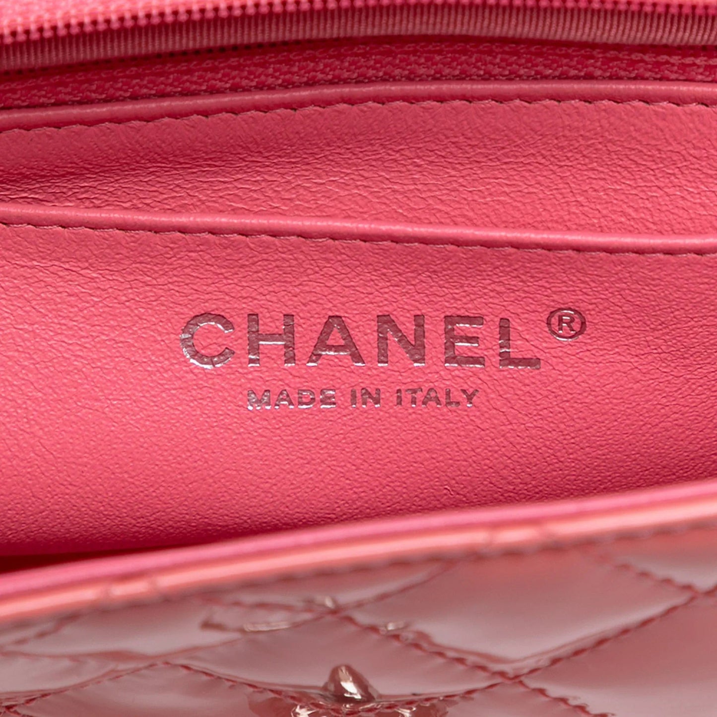Pink Chanel Mini Rectangular Classic Patent Single Flap Crossbody Bag