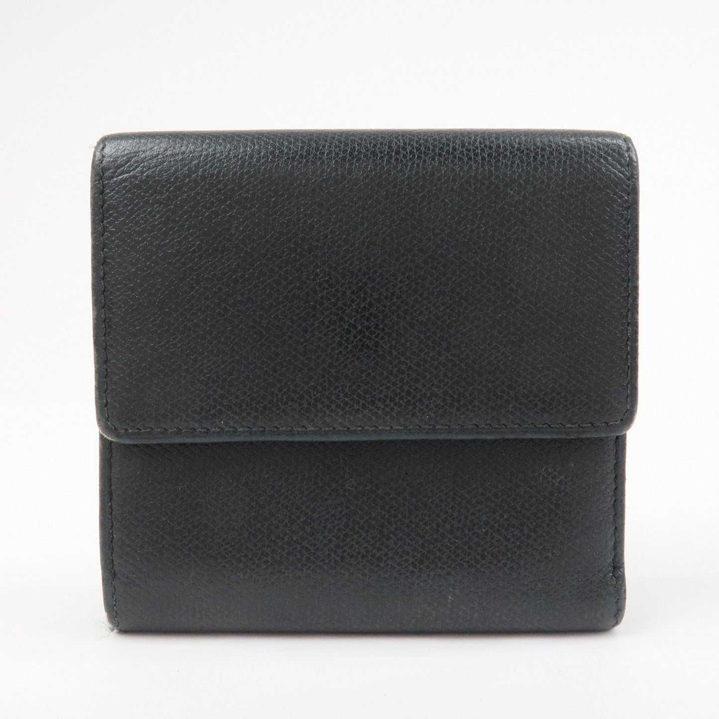 CHANEL COCO Button Leather W Hook Compact Wallet Black A20902