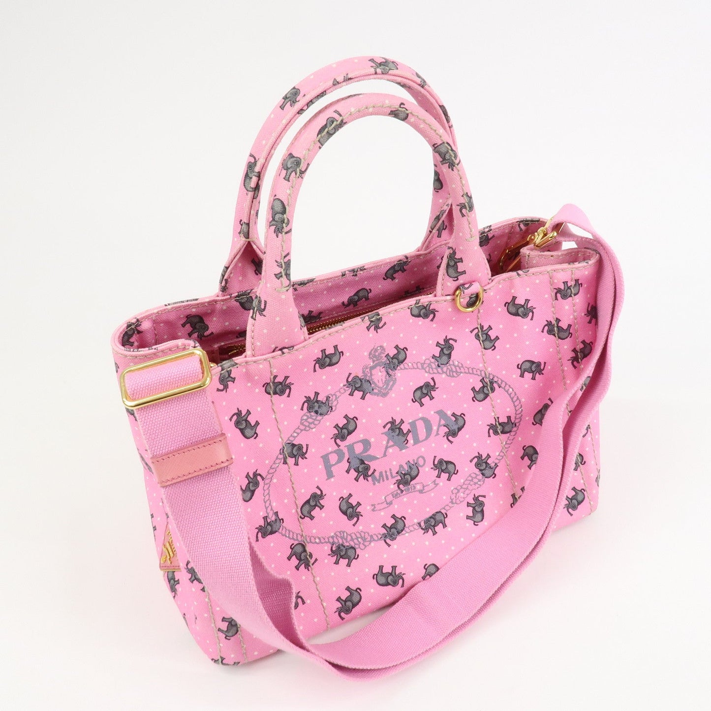 PRADA Canapa Mini Canvas Elephant 2Way Bag Shoulder Bag 1BG439