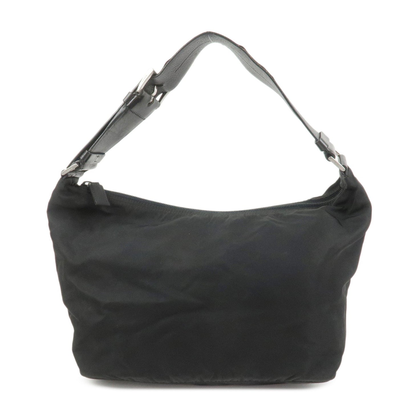 PRADA Triangle Logo Nylon Leather Shoulder Bag Hand Bag Black