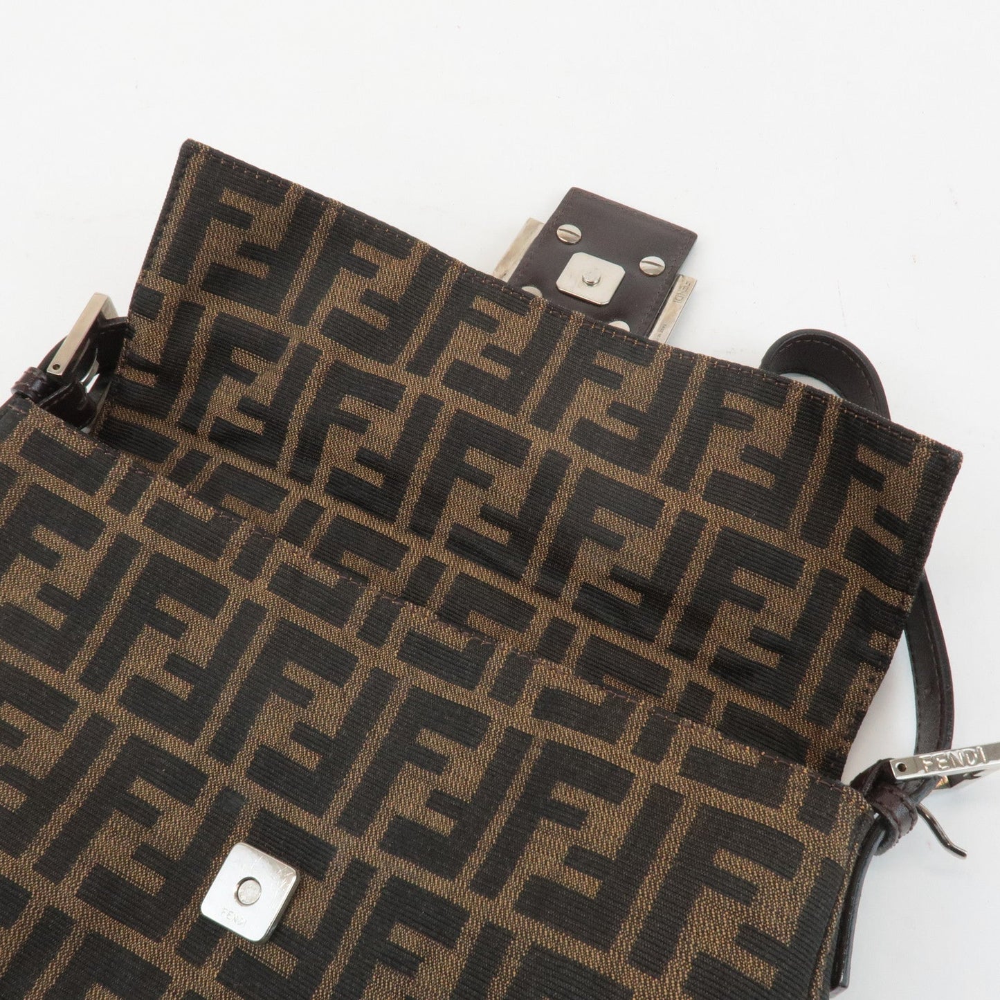 FENDI Zucca Mamma Baguette Canvas Shoulder Bag 26424 Brown Black  d