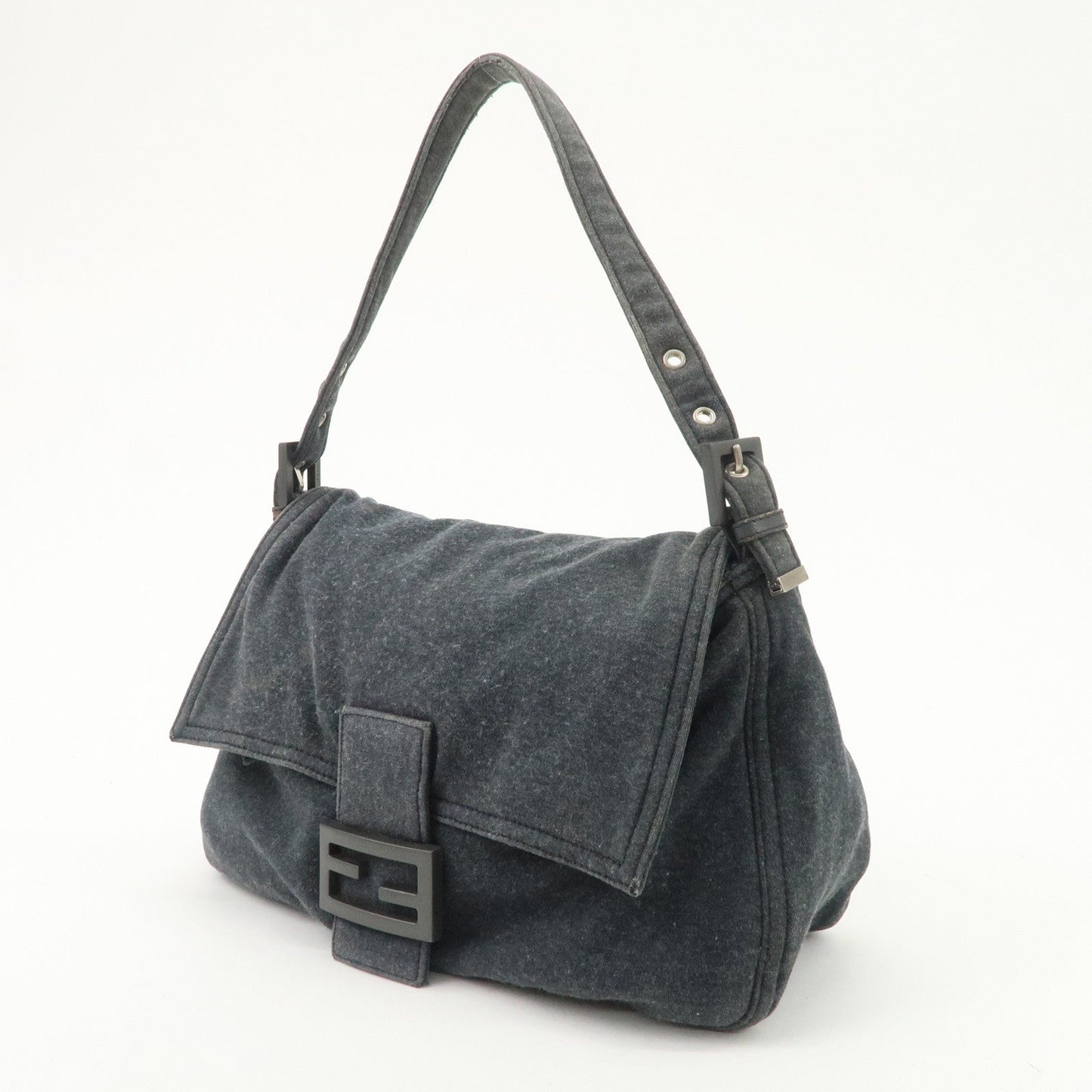 FENDI Mamma Baguette Zucca Cotton Shoulder Bag Gray 26325  d