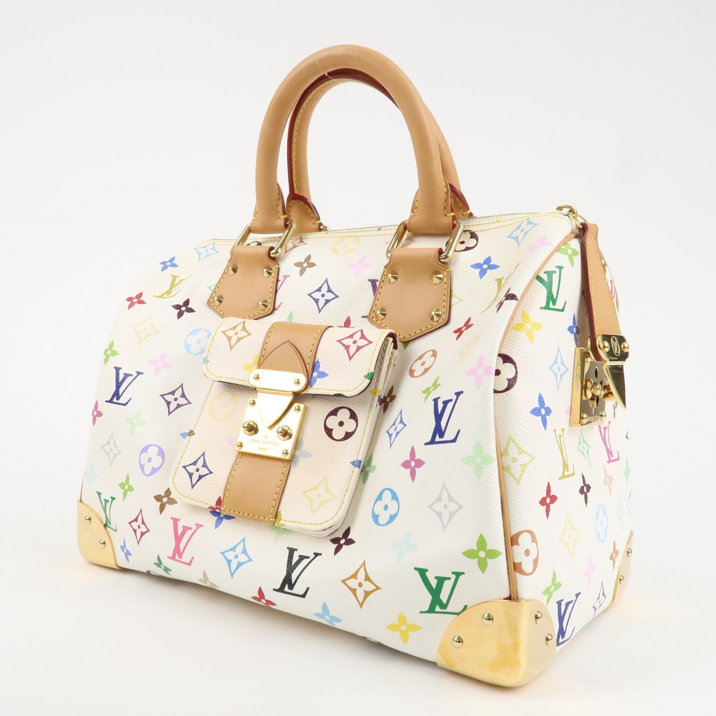Louis Vuitton Monogram Multicolor Speedy 30 Hand Bag Blanc M92643  d