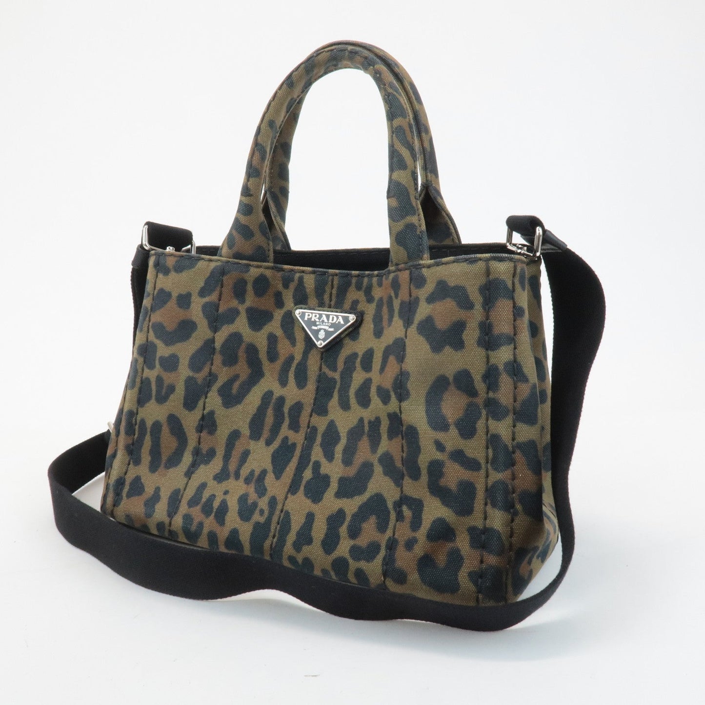 PRADA Canapa Canvas 2Way Bag Hand Bag Shoulder Bag Camouflage B2642B  d