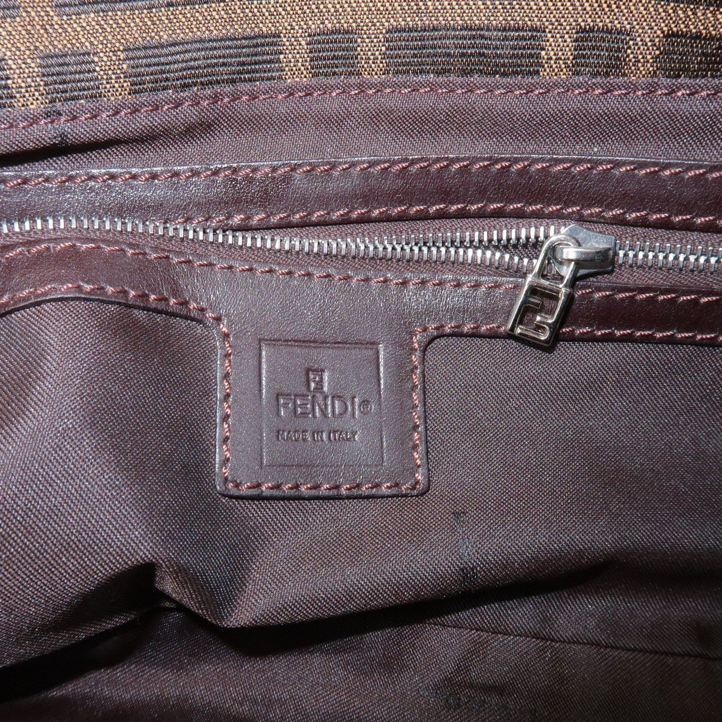FENDI Zucca Mamma Baguette Canvas Shoulder Bag 26424 Brown Black  d